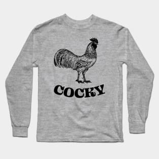 Cocky Rooster - Funny Vintage Drawing Long Sleeve T-Shirt